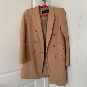 Zara Women's Camel Double-Breasted Coat